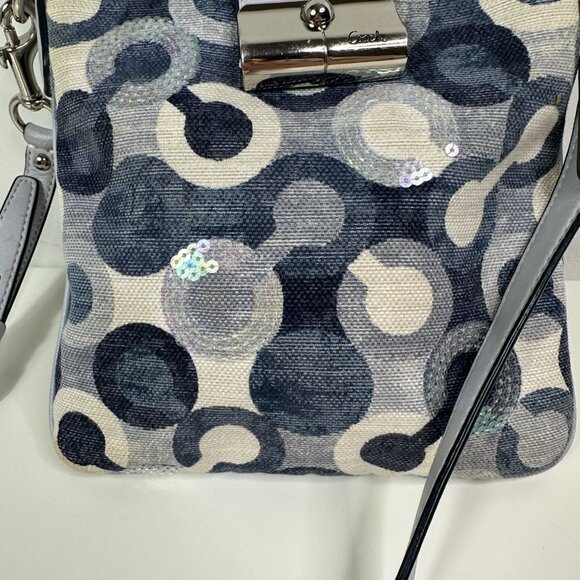 Coach Kristin Swing Bag Crossbody Sequin Signature Blue 43725 - Picture 3 of 15